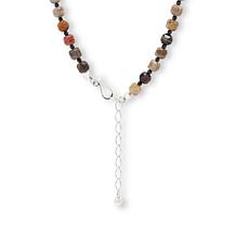 Jay King 36" Petrified Wood and Black Spinel SS Necklace