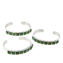 Jay King 8-Stone Chrysoprase Sterling Silver Cuff Bracelet