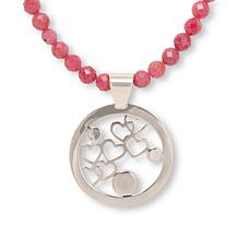 Jay King Baroque Rose Rhodonite Hearts Pendant with Beaded Necklace