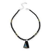 Jay King Black Chalcedony & Labradorite Inlay Pendant with Necklace