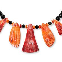 Jay King Black Chalcedony and Orange Spiny Oyster Shell Necklace