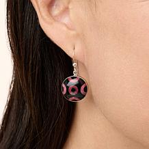 Jay King Black Chalcedony and Pink Thulite Inlay Drop Earrings