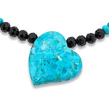 Jay King Black Chalcedony Bead and Turquoise Heart Necklace