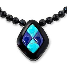 Jay King Black Chalcedony, Kingman Turquoise & Lapis Inlay Necklace