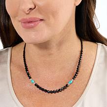 Jay King Black Spinel and Kingman Turquoise Bead 18" Necklace