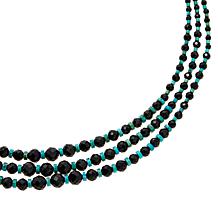 Jay King Black Spinel and Turquoise Bead 3-Strand Necklace