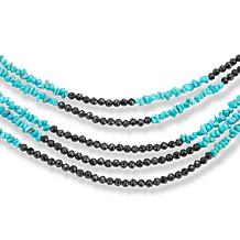 Jay King Black Spinel and Turquoise Bead 5-Strand 18" Necklace