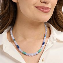 Jay King Blue Chalcedony & Milpillas Azurite Malachite SS Necklace