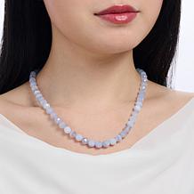Jay King Blue Chalcedony Graduated Beaded Necklace, Sterling