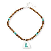 Jay King Chilean Turquoise and Jarosite Pendant with Beaded Necklace