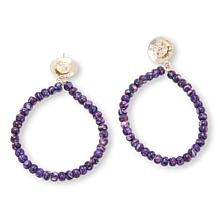 Jay King Composite Purple Spiny Oyster Shell Hoop Drop Earrings