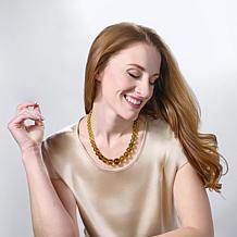 Jay King Compressed Green Amber Graduated Bead 18" Necklace