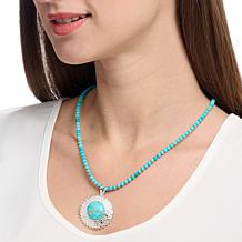 Jay King Compressed Kingman Turquoise Pendant with Bead Necklace