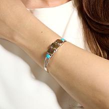 Jay King Fossil Ammonite and Kingman Turquoise Cuff Bracelet 
