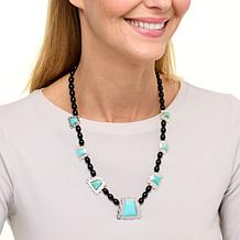 Jay King Gallery Collection Black Chalcedony and Turquoise Necklace