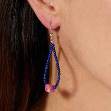 Jay King Lapis Bead and Rhodonite Loop Drop Earrings