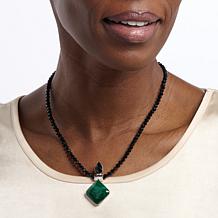 Jay King Malachite and Midnight Chalcedony Pendant with Necklace