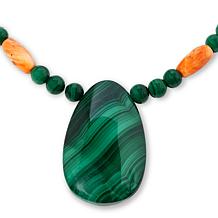 Jay King Malachite and Orange Spiny Oyster Shell Necklace