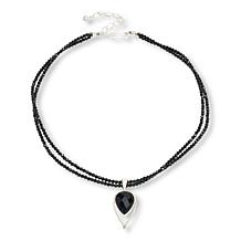 Jay King Midnight Chalcedony Pendant on 2-Strand Black Spinel Necklace