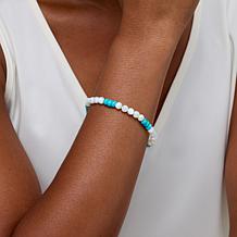 Jay King Mother-of-Pearl & Azure Peaks Turquoise Bead Stretch Bracelet