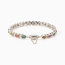 Jay King Multi Colored Tourmaline Magnetic Sterling Link Bracelet, ...