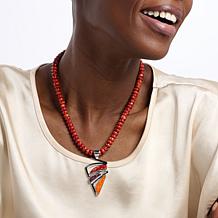 Jay King Multicolored Spiny Oyster Shell Pendant with Bead Necklace 