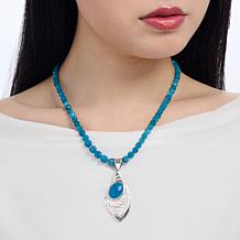 Jay King Neon Blue Apatite Pendant with Beaded Necklace