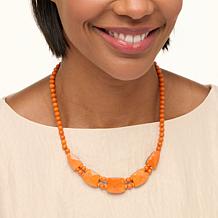 Jay King Orange Coral and Labradorite Reversible 18" Necklace