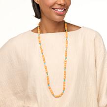 Jay King Orange Spiny Oyster Shell and Turquoise Bead 36" Necklace