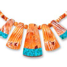 Jay King Orange Spiny Oyster Shell and Turquoise Inlay 18" Necklace