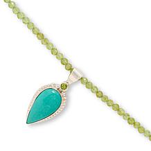 Jay King Peridot Beaded Necklace with Campitos Turquoise Pendant