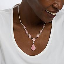 Jay King Peruvian Pink Opal Sterling Silver Station Drop Necklace
