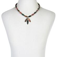 Jay King Petrified Wood and Dragon Mountain Stone Pendant-Necklace