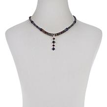 Jay King Pink and Blue Sapphire Pendant with Multi-Color Bead Necklace