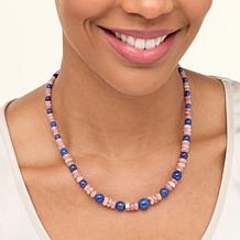 Jay King Pink Rhodochrosite and Blue Lapis Bead 18" Necklace