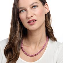 Jay King Pink Tourmaline and Rhodonite Sterling Silver Woven Necklace