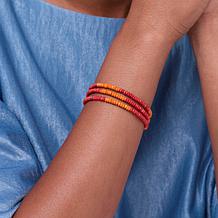 Jay King Red and Orange Bead Coil Bracelet