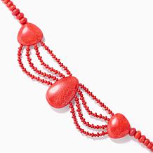 Jay King Red Coral Necklace, Sterling