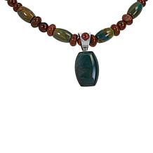 Jay King Red Petrified Wood and Green Swamp Bog Pendant with Necklace