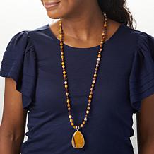 Jay King Reversible Mookaite Pendant with 36" Bead Necklace