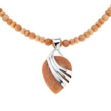 Jay King Reversible Peach Stone Sterling Silver Pendant with Necklace