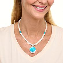 Jay King Royal Blue Turquoise & Mother-of-Pearl Pendant with Necklace