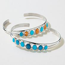 Jay King Sleeping Beauty Turquoise and Orange Shell Cuff Bracelet