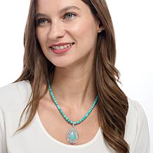 Jay King Sterling Campitos Turquoise Pendant with Beaded Necklace