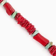 Jay King Sterling Red Sea Bamboo Coral & Boulder Variscite Necklace