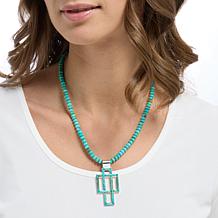 Jay King Sterling Santa Rita Turquoise Beaded Necklace with Pendant