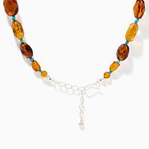 Jay King Sterling Silver Amber & Baja Turquoise Necklace