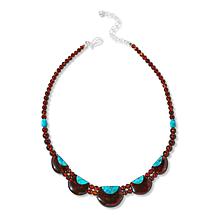 Jay King Sterling Silver Amber and Turquoise 18" Necklace