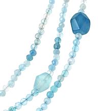 Jay King Sterling Silver Aquamarine Bead 3-Strand Necklace