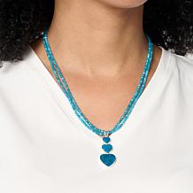 Jay King Sterling Silver Blue Apatite 3-Heart Pendant with Necklace